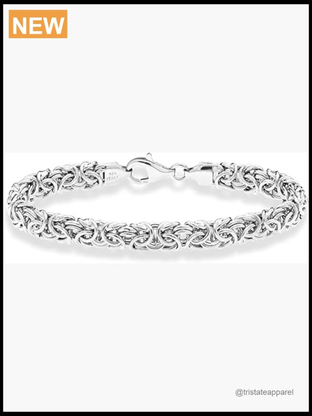 Italian 925 Sterling Silver Byzantine Bracelet Handmade